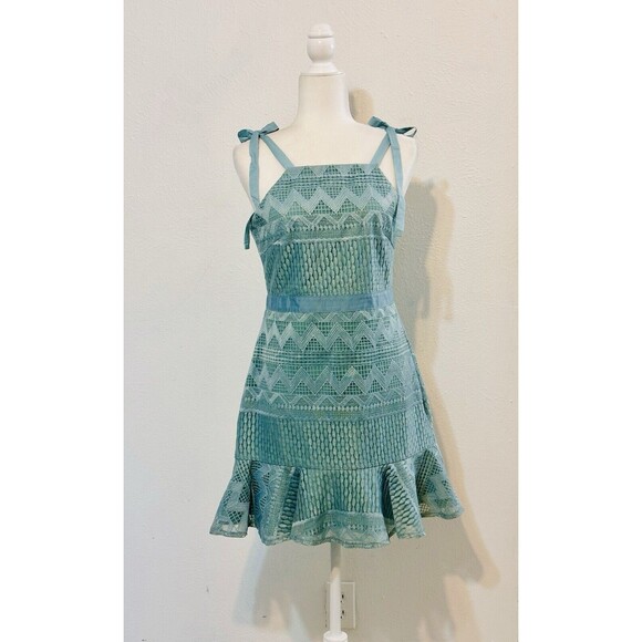 Two Sisters The Label Size 8 Shona Sage Dress Ribbon Tie Straps Feminine Frilly - Picture 2 of 16